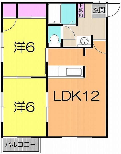 間取り 宮城県仙台市太白区 西中田 賃貸アパート 2LDK