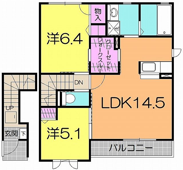 間取り 仙台市太白区泉崎 賃貸アパート 2LDK