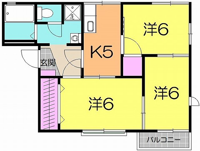 間取り 宮城県仙台市太白区鹿野 賃貸アパート