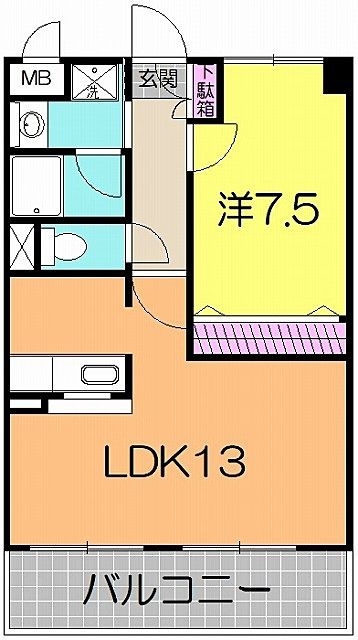 REST富沢 201号室 間取り 仙台市太白区 賃貸マンション 間取り