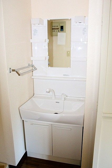 朝の身支度にも便利なシャワー付き洗面台